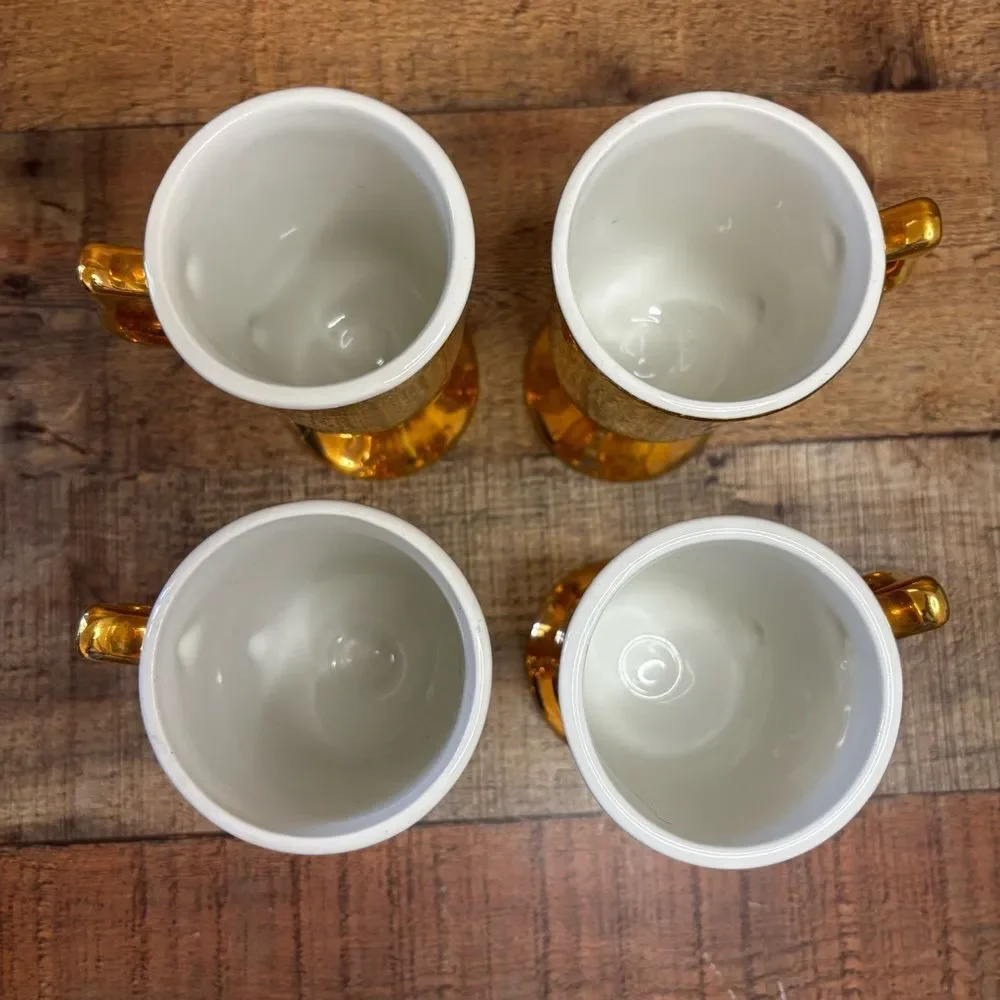 Vtg 1940's Set Of 4 Hall China Golden Glo Irish Coffee Pedestal Mugs 1272